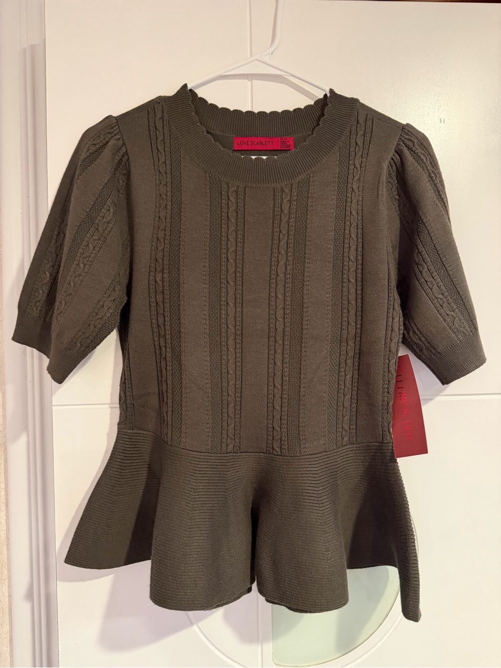 Scarlett Olive Cable-Knit Peplum Dress